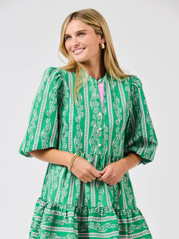 Mary Square Mini Dress Riley Garden Lace Green