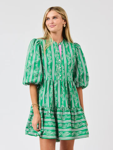 Mary Square Mini Dress Riley Garden Lace Green