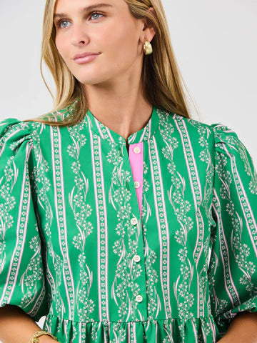 Mary Square Mini Dress Riley Garden Lace Green