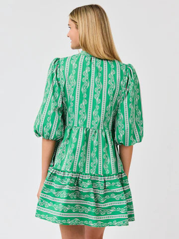 Mary Square Mini Dress Riley Garden Lace Green