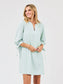 Mary Square Lainey Seersucker Dress Seafoam/White