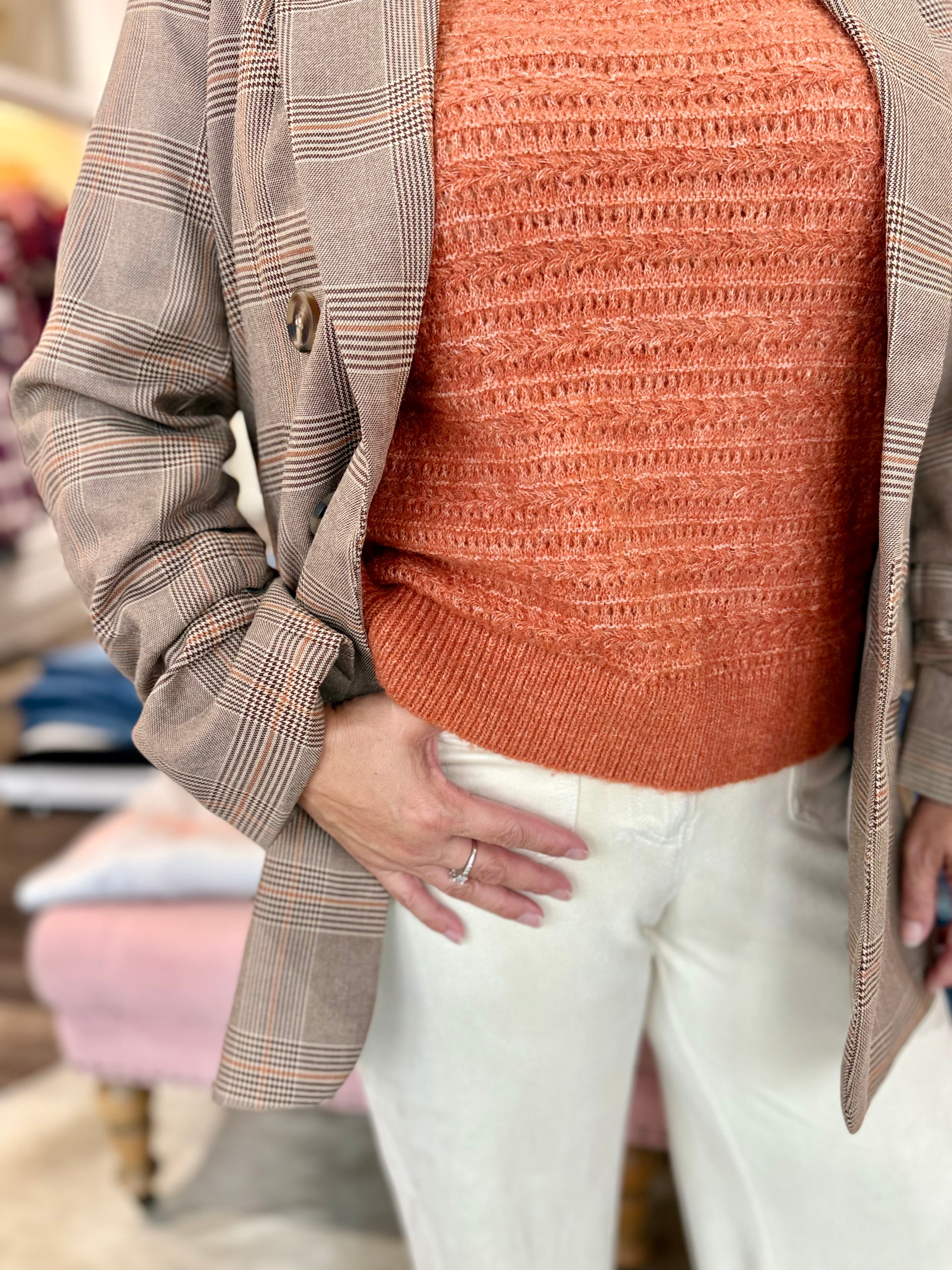 Plaid Ruched Blazer