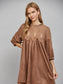 Faux Suede Lace Babydoll Dress Brown