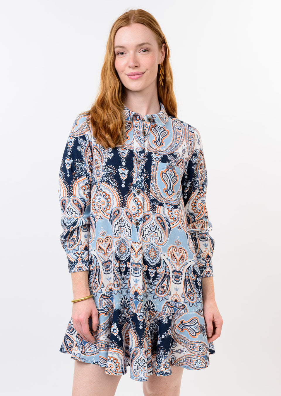 Uncle Frank's Paisley Flounce Shirt Dress