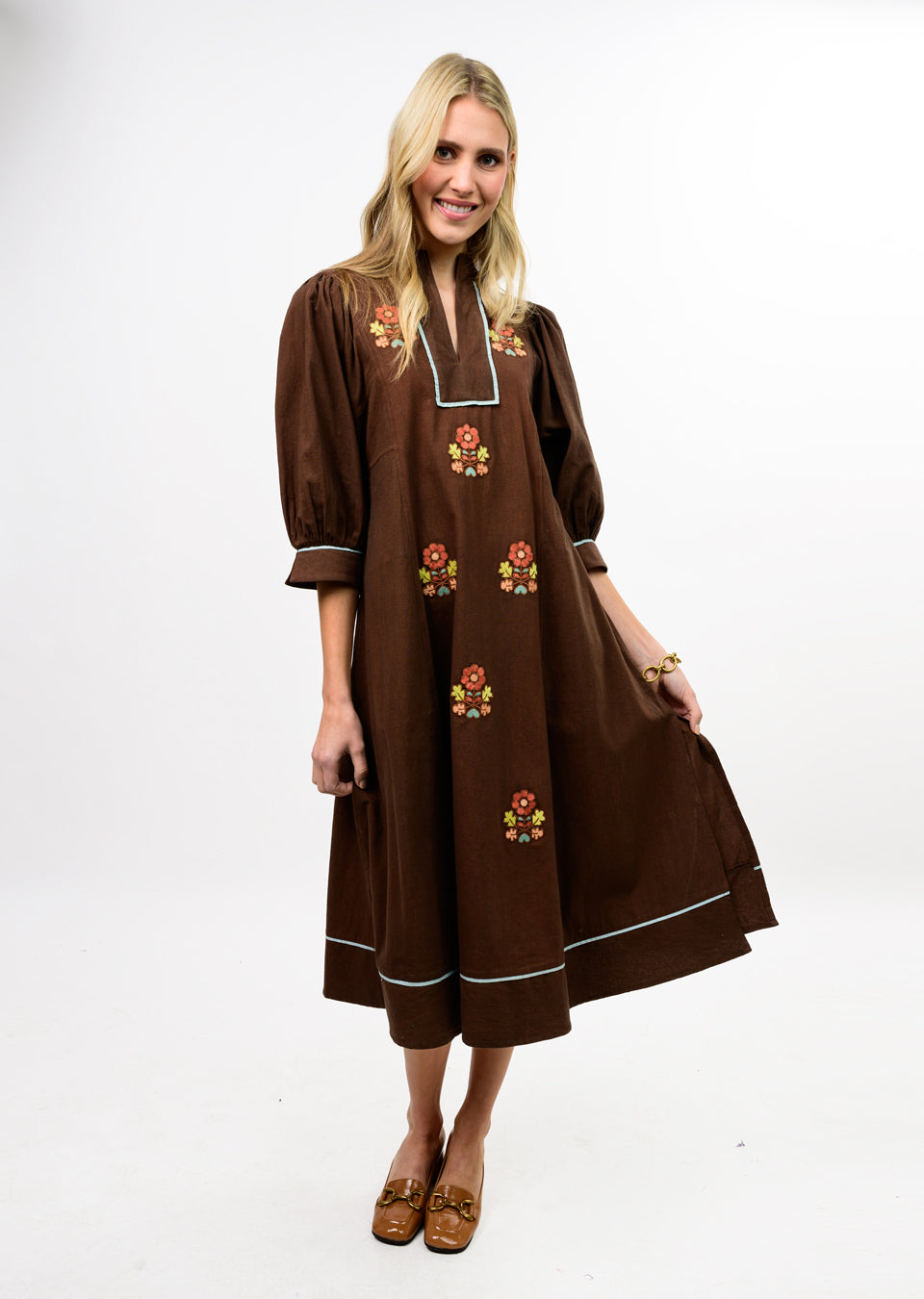 Uncle Frank Kaftan Dress With Folkloric Embroidery