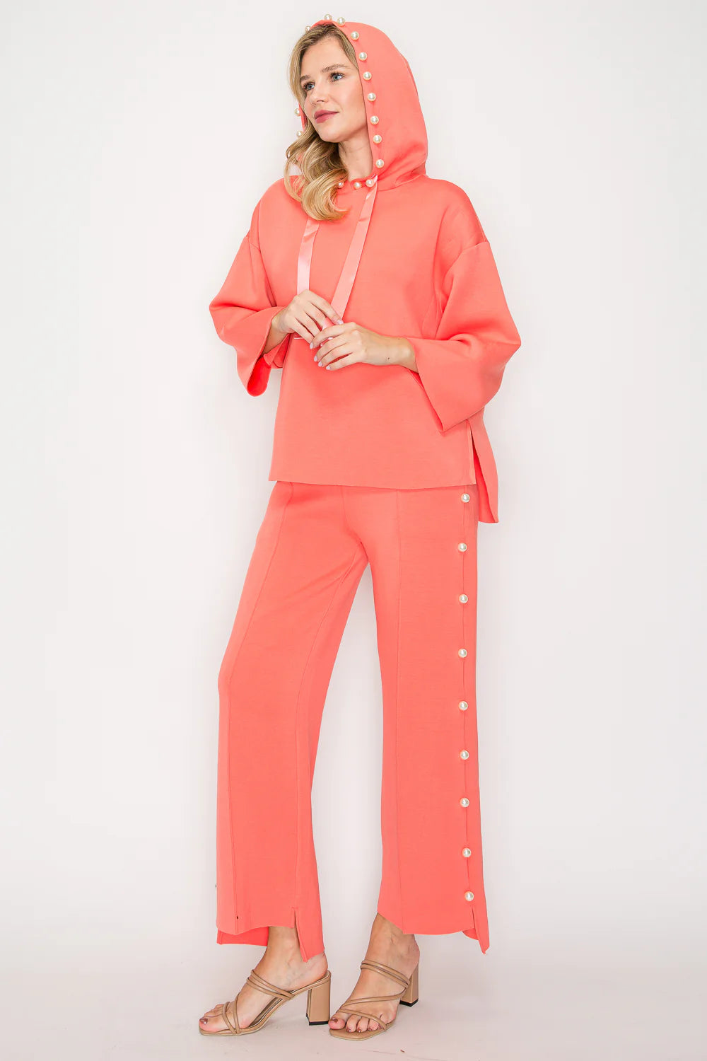 Joh Apparel Farrah French Scuba Pearl Pant Peach