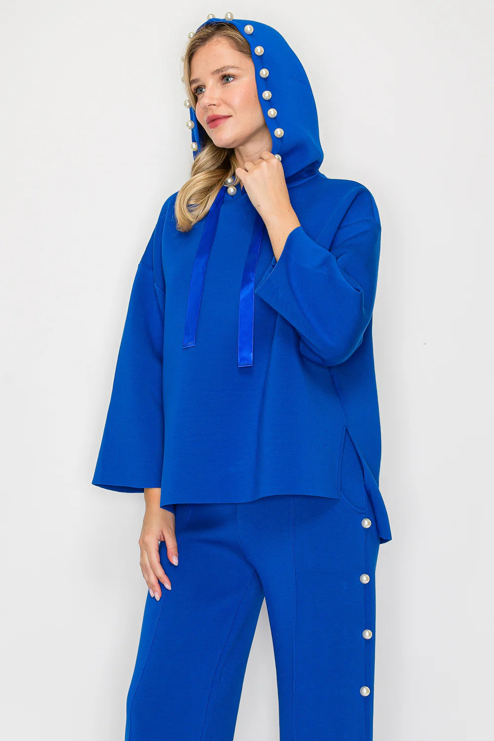Joh Apparel Francine French Scuba Pearl Hoodie Cobalt