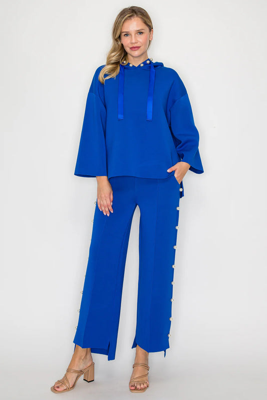 Joh Apparel Francine French Scuba Pearl Hoodie Cobalt