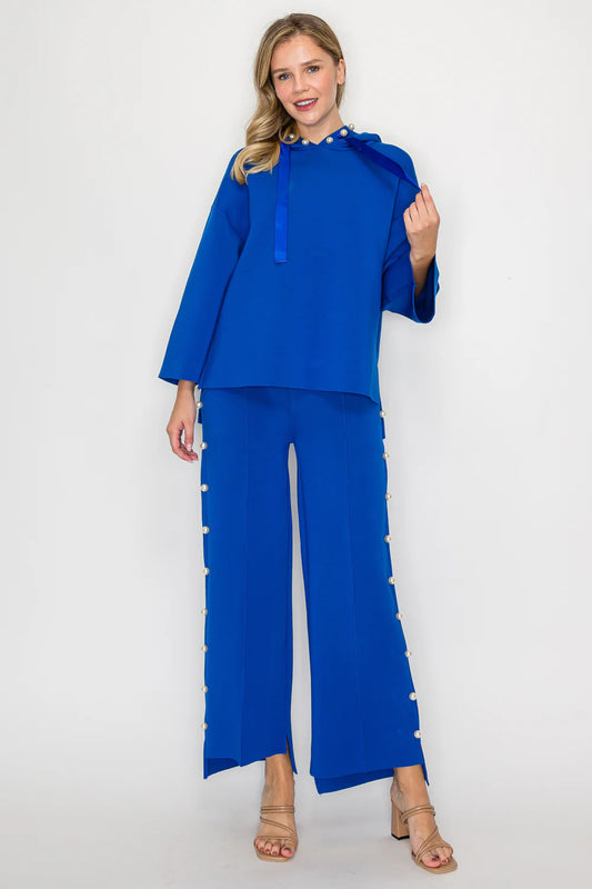 Joh Apparel Farrah French Scuba Pearl Pant Cobalt