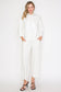 Joh Apparel Francine French Scuba Pearl Hoodie in white, front view on model, with pearl-trimmed hood and wide sleeves.