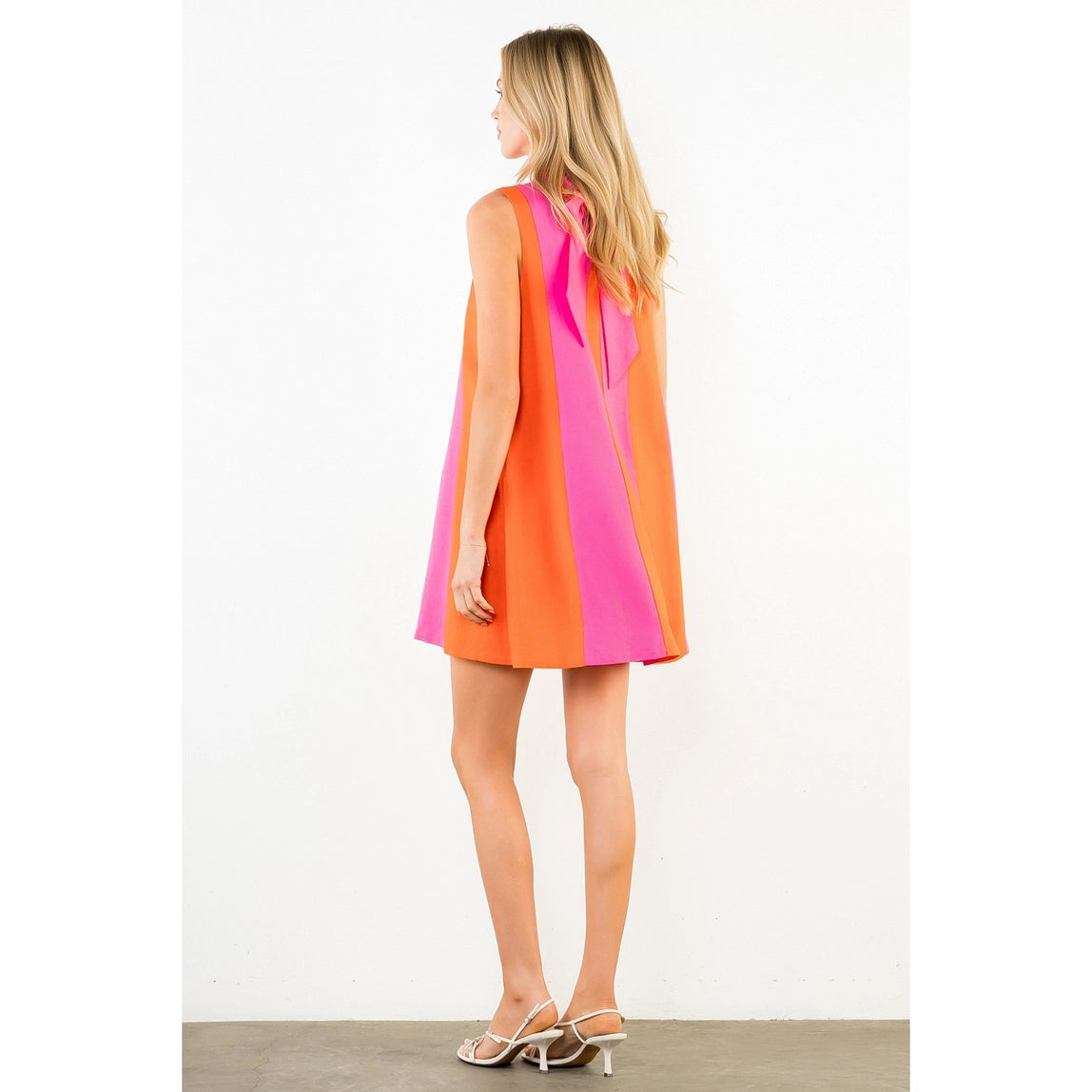 THML Sleeveless Colorblock Dress Pink