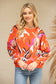 Long Sleeve Oversized Floral Sweater Top Orange