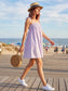 Striped Smocked Mini Dress with Tied Strap