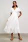 Eyelet Lace Smocked Back Midi Dress White
