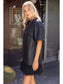 The Metallic Feather Fringe Faux Leather Dress Black