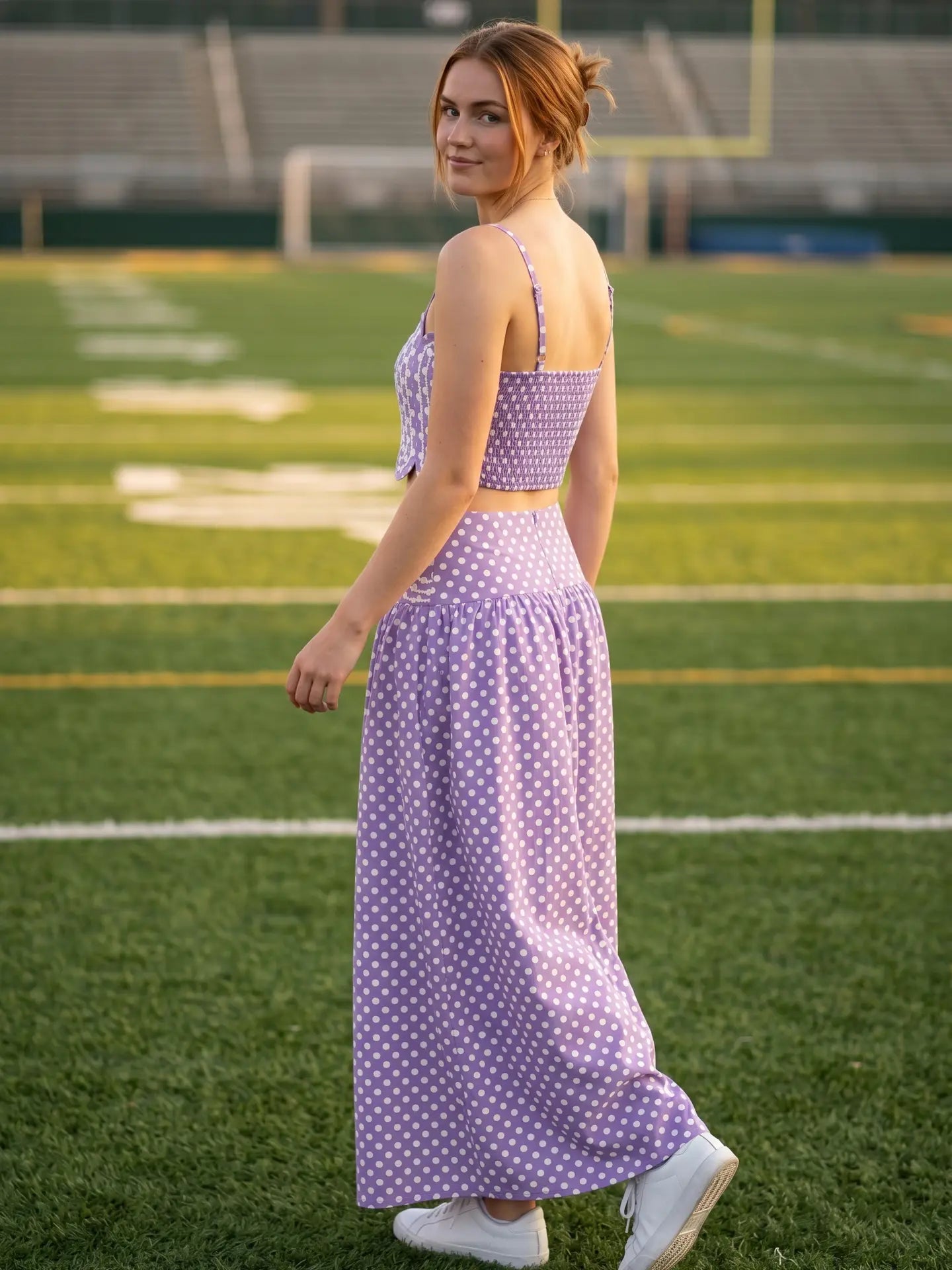 Polka Dot Scalloped Maxi Skirt Set