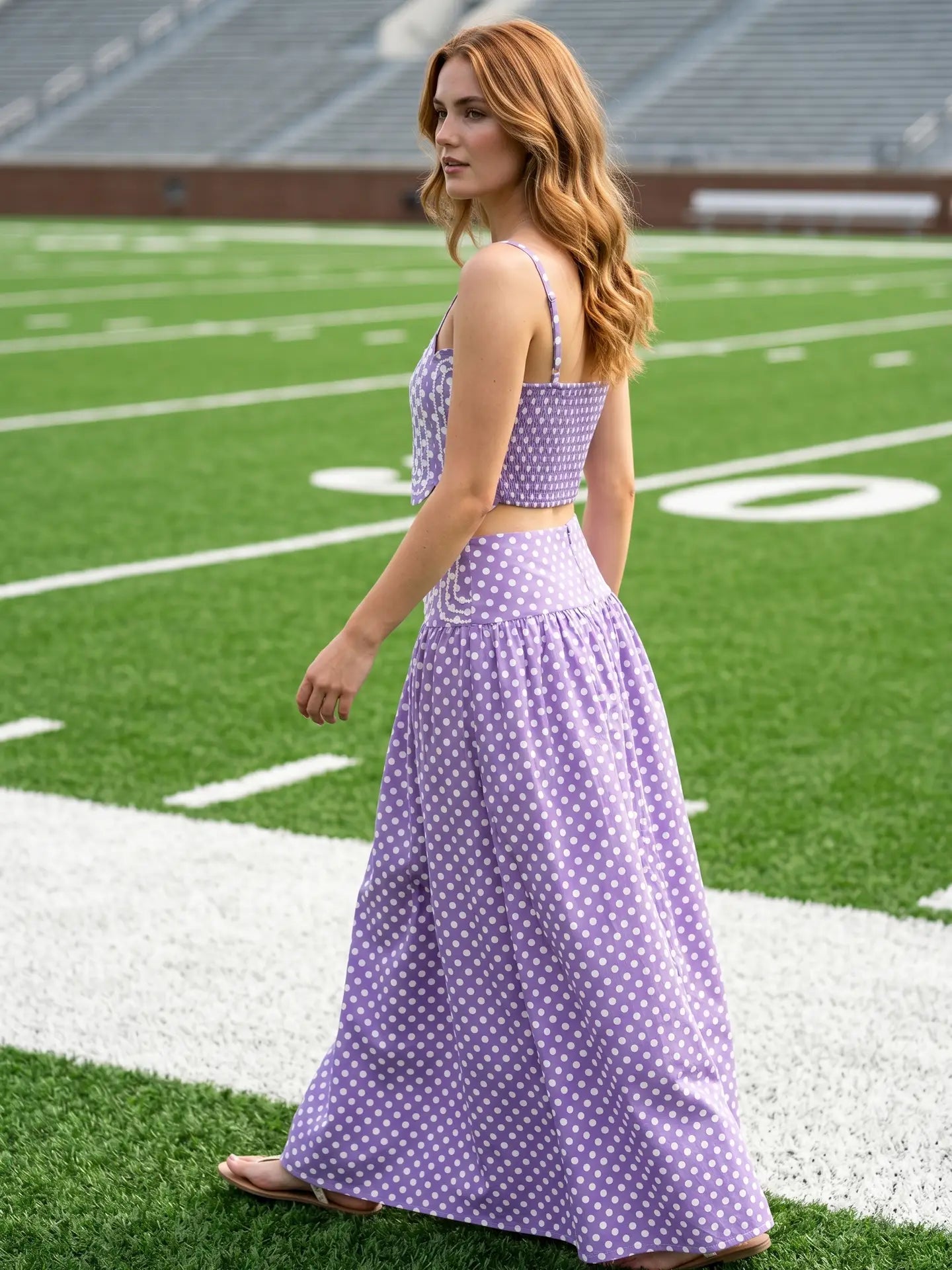 Polka Dot Scalloped Maxi Skirt Set