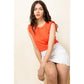 Sleeveless Knit Top with Ruffled Shoulder Orange