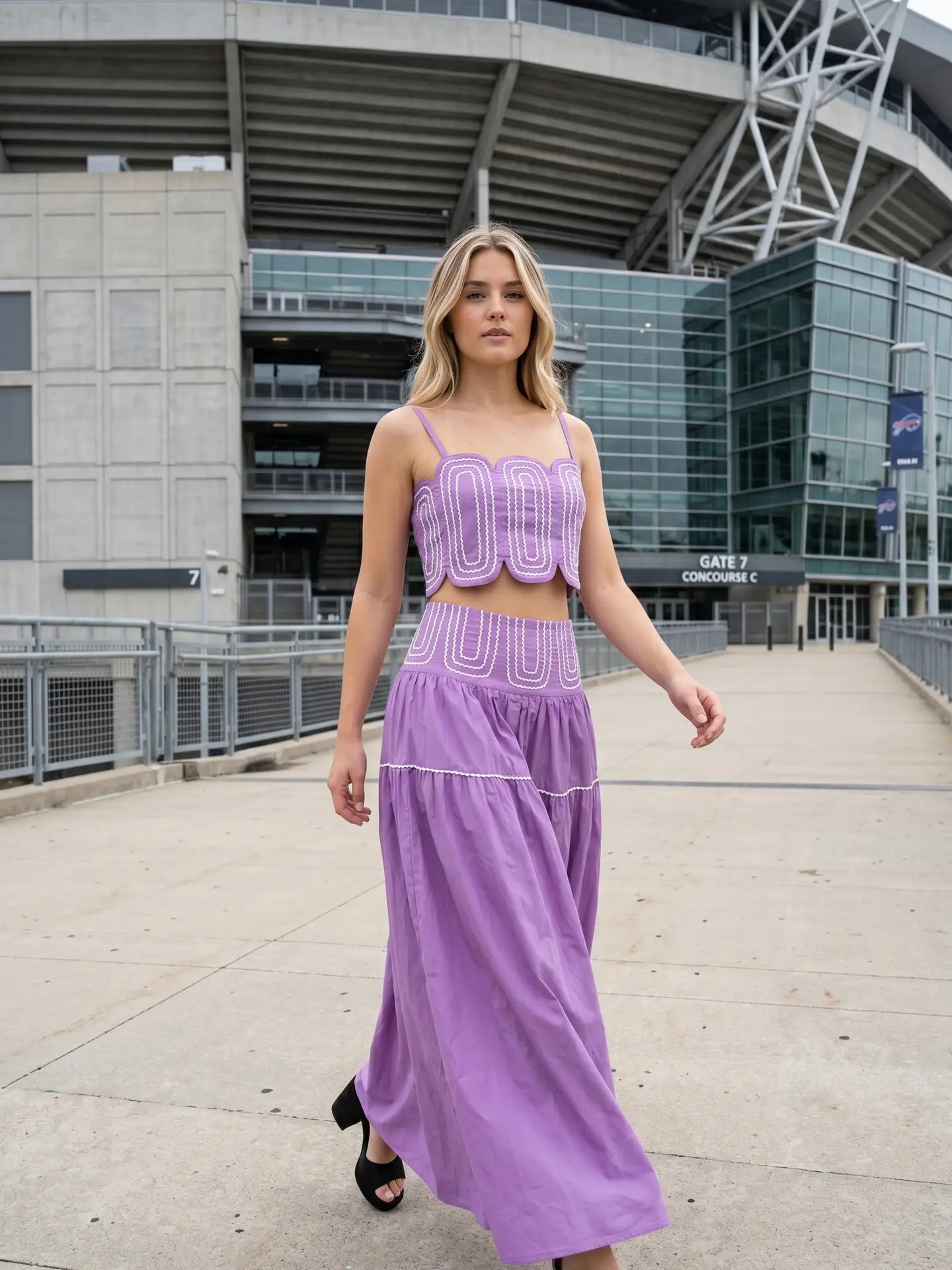 The Scalloped Chic Skirt Set Purple