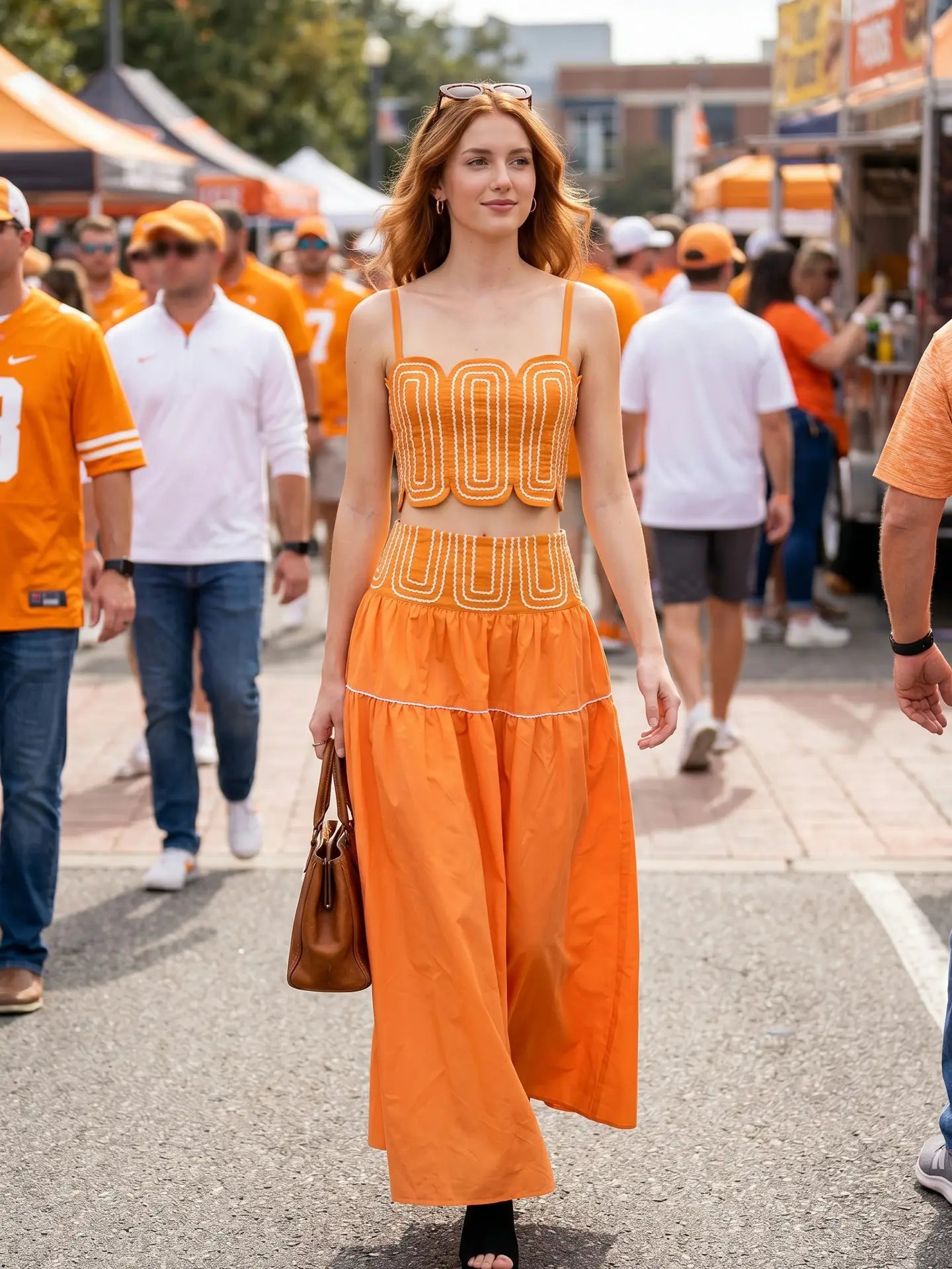 The Scalloped Chic Skirt Set Orange