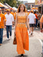 The Scalloped Chic Skirt Set Orange