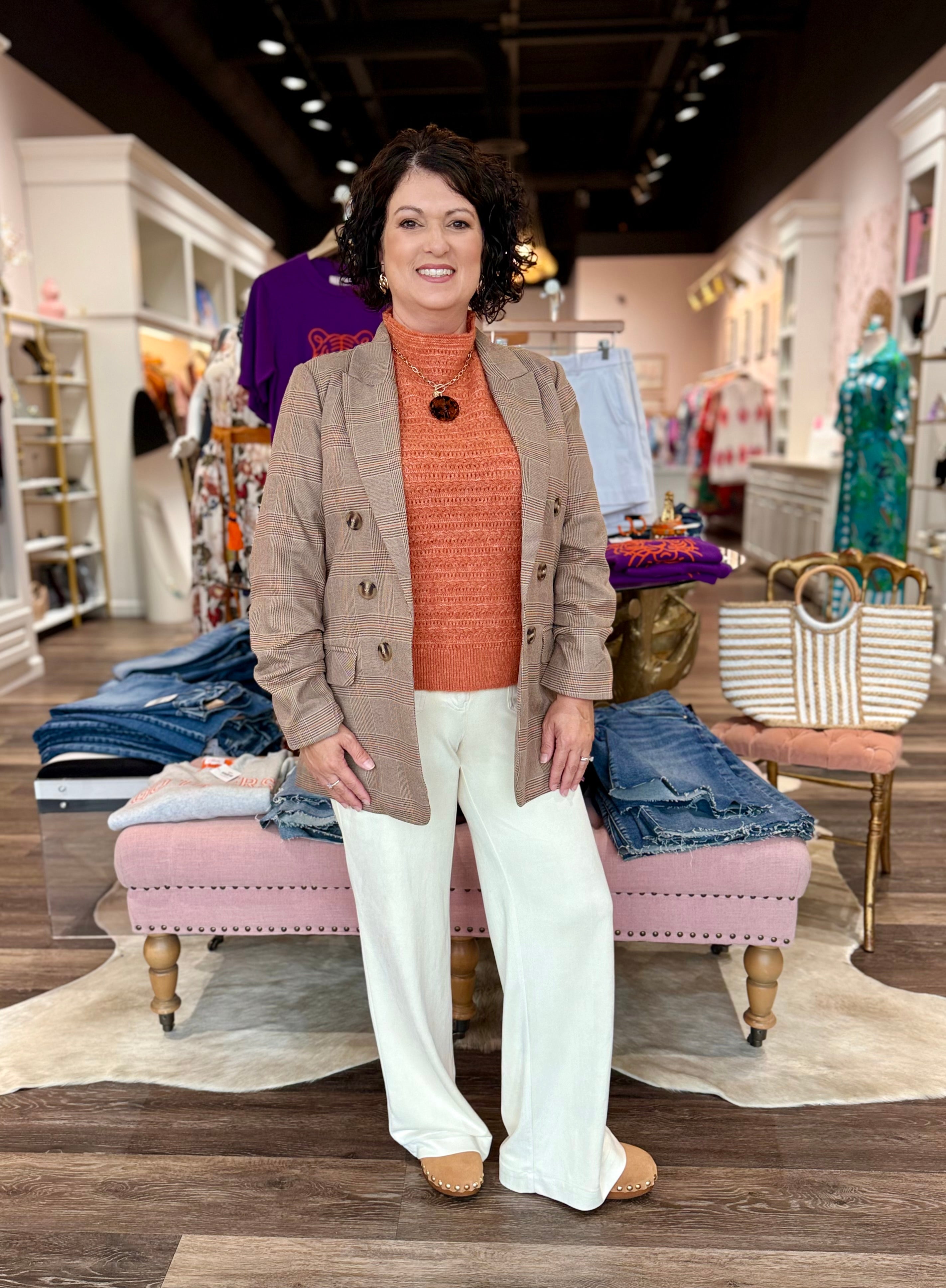 Plaid Ruched Blazer