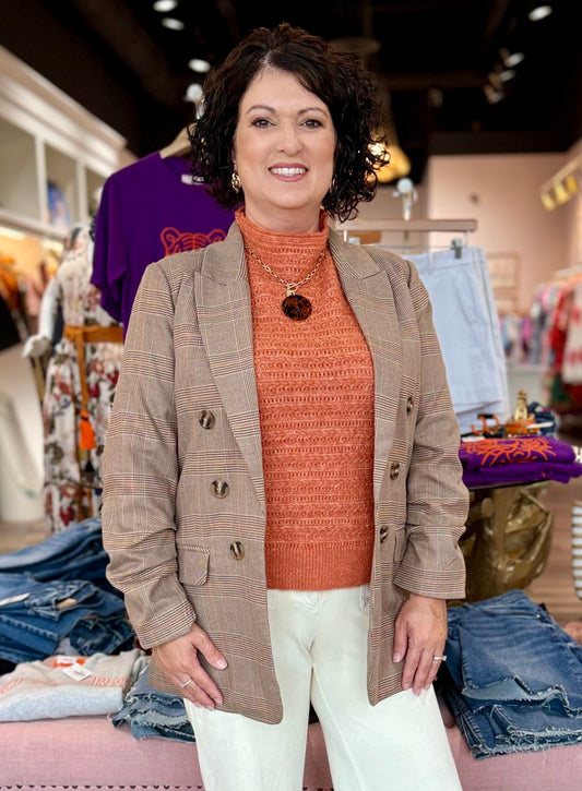 Plaid Ruched Blazer
