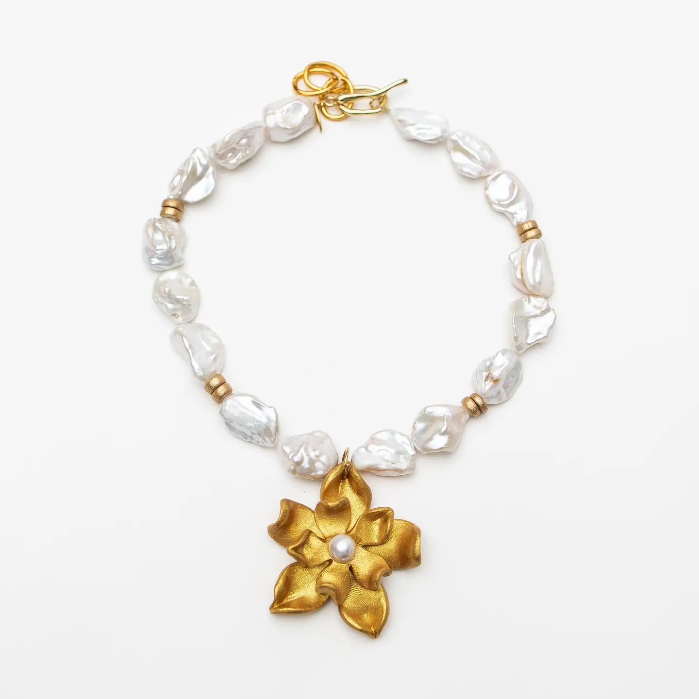 Hidden Truth Adjustable Baroque Pearls with Magnolia Pearl Blossom Necklace