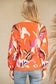 Long Sleeve Oversized Floral Sweater Top Orange