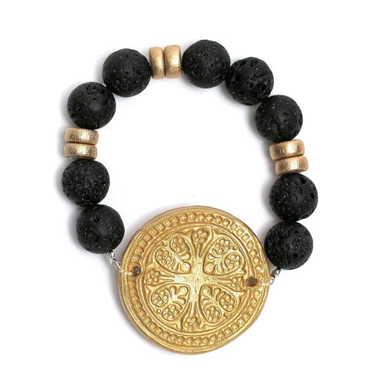 Hidden Truth Black Lava with Truth Cross Bracelet