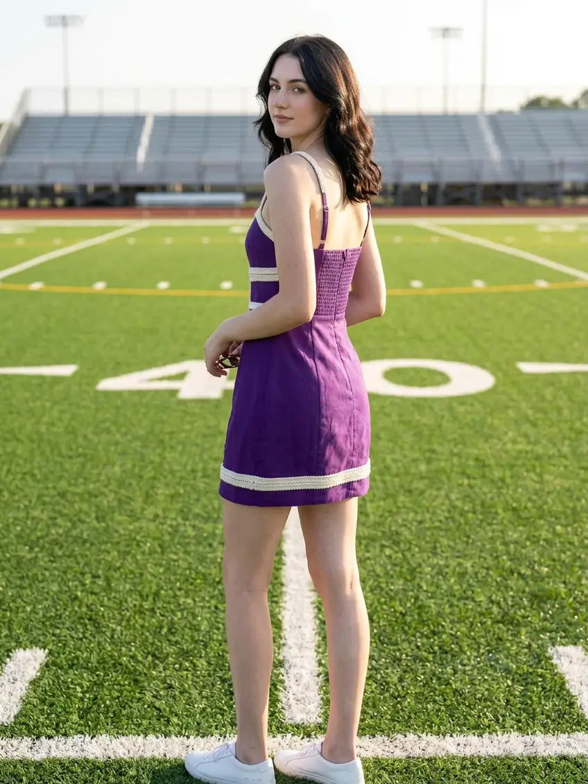 Contrast Trim Bodycon Mini Dress Purple