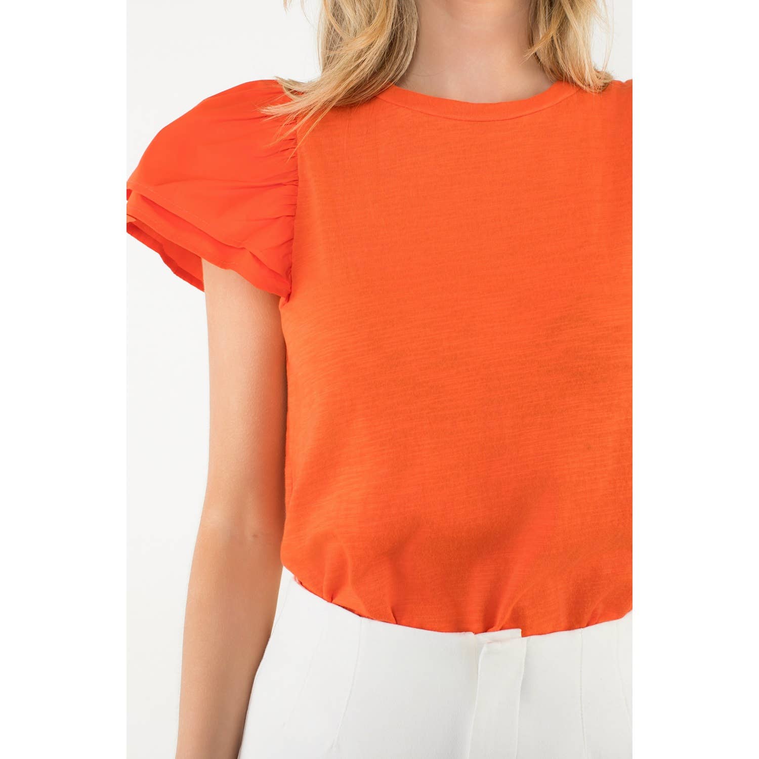 Flutter Sleeve Top Orange