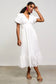Eyelet Lace Smocked Back Midi Dress White