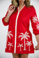 Victoria Dunn Presley red mini dress with white palm tree embroidery and V-neckline trim detail