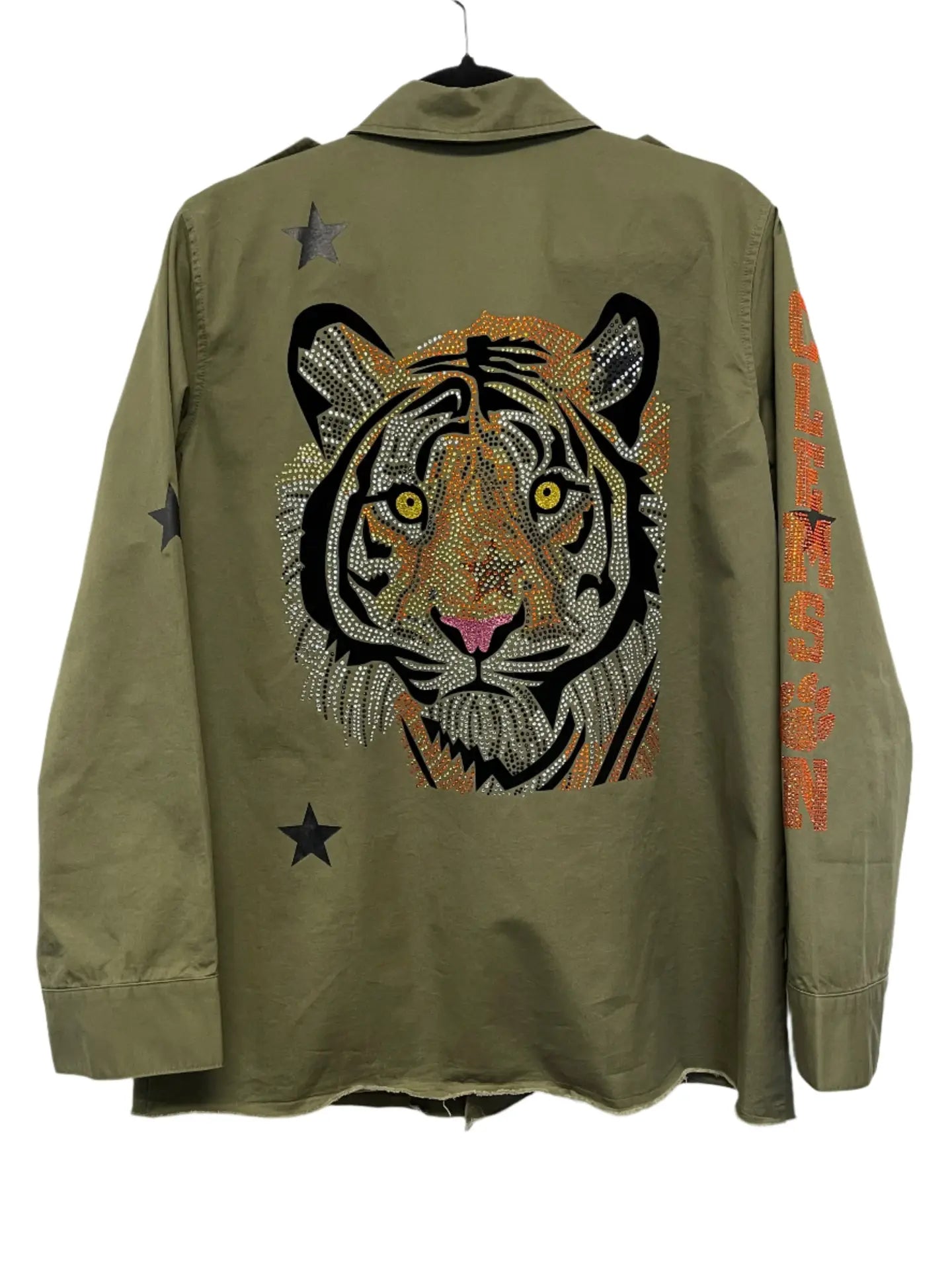 Clemson Tiger Face Army Green Jacket