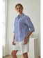 Star Embroidered Striped Button Down Top