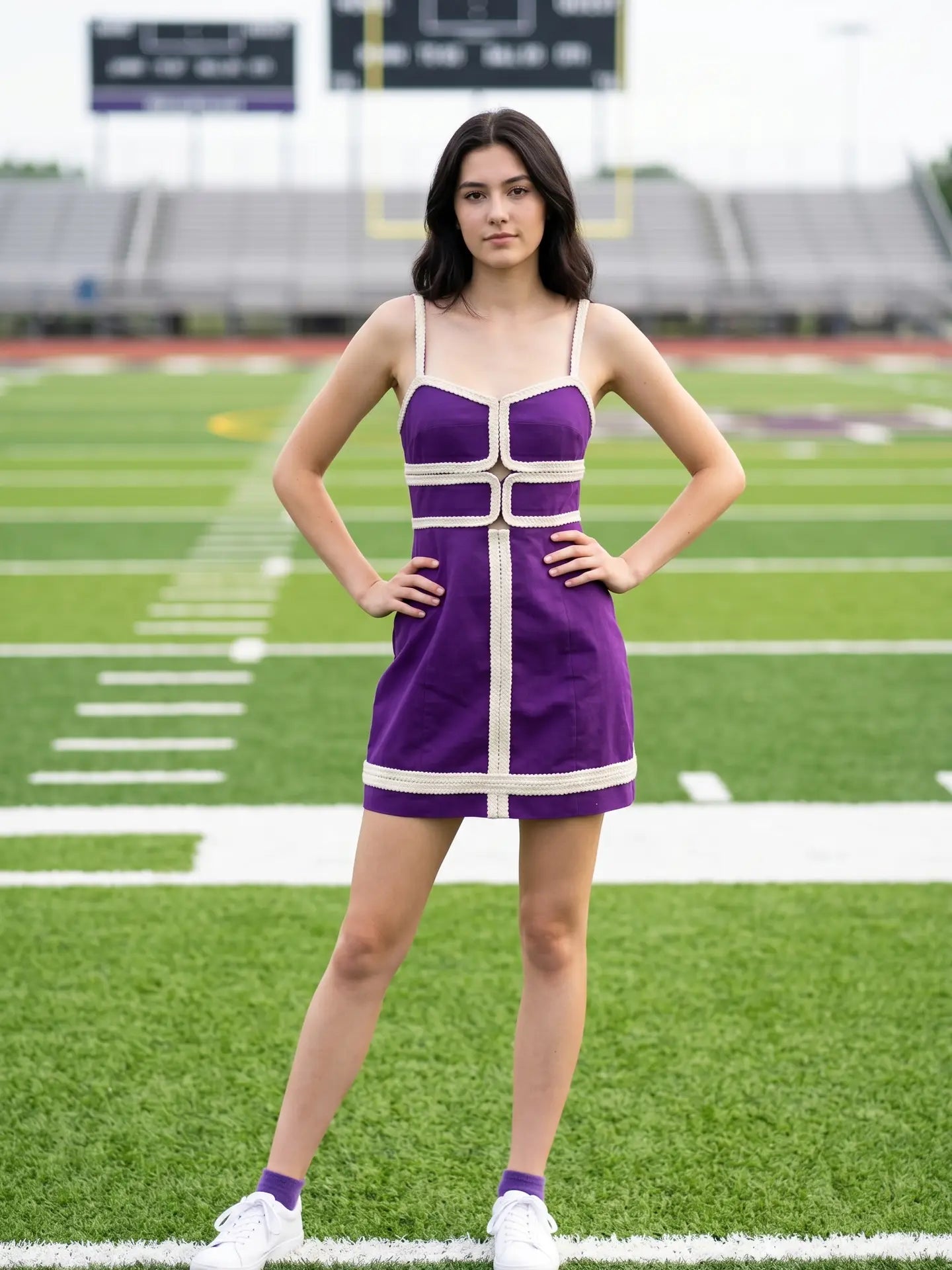 Contrast Trim Bodycon Mini Dress Purple