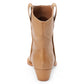 Matisse Arlo Bootie in natural tan leather, rear view showing Western stitching details and block heel.