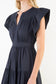 THML Ruffled Sleeves V-Neck Tiered Midi Dress Navy