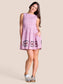 Stewart Simmons Good Sport Seersucker Dress Carolina in pink gingham with smocked bodice, sequin SC logo hem, and pockets, front view.