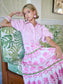 BrooksAve Banyan Puff Sleeve Dress Pink Magnolia & Ticking Stripe