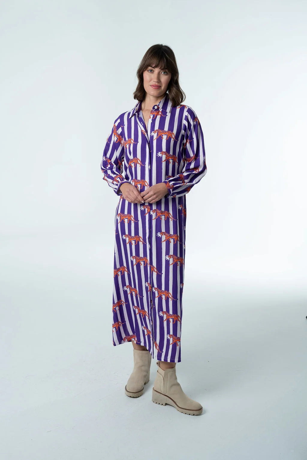Briton Court Sienna Dress Purple And Orange Tiger Gameday