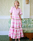 BrooksAve Banyan Puff Sleeve Dress Pink Magnolia & Ticking Stripe