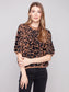 Charlie B Hairy Jacquard Knit Elbow Sleeve Balloon Shape Sweater Leopard