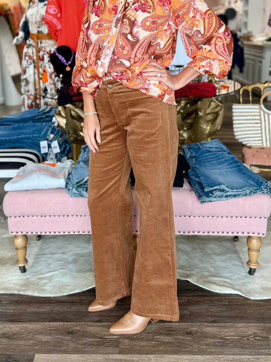 Cord Straight Leg Pants - Camel