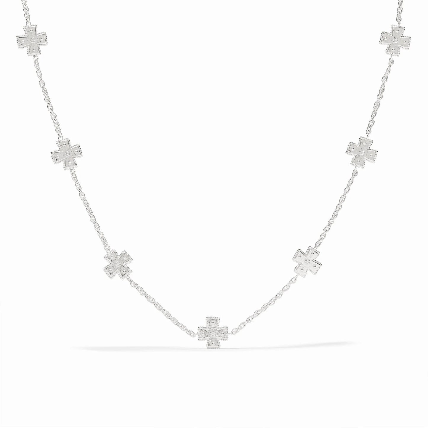 Julie Vos Malta Canterbury Delicate Station Necklace Silver