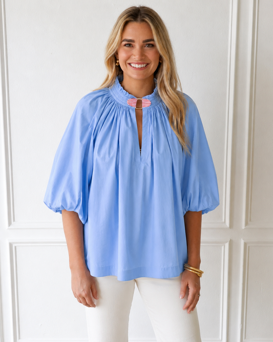 Caryn Lawn Camille Top Blue