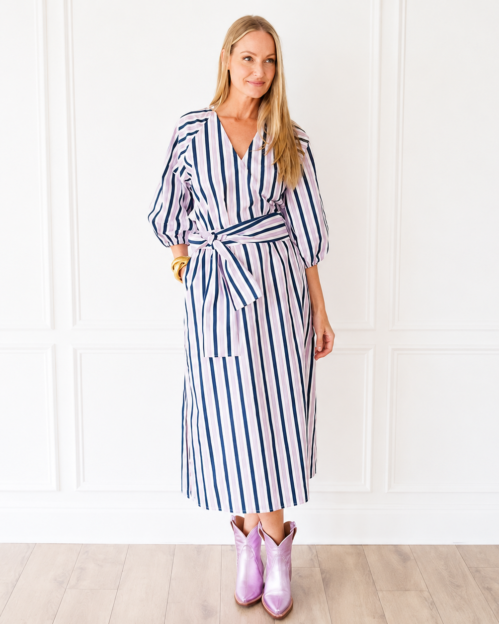 Caryn Lawn Coco Palm Beach Dress Lavender/Navy 2