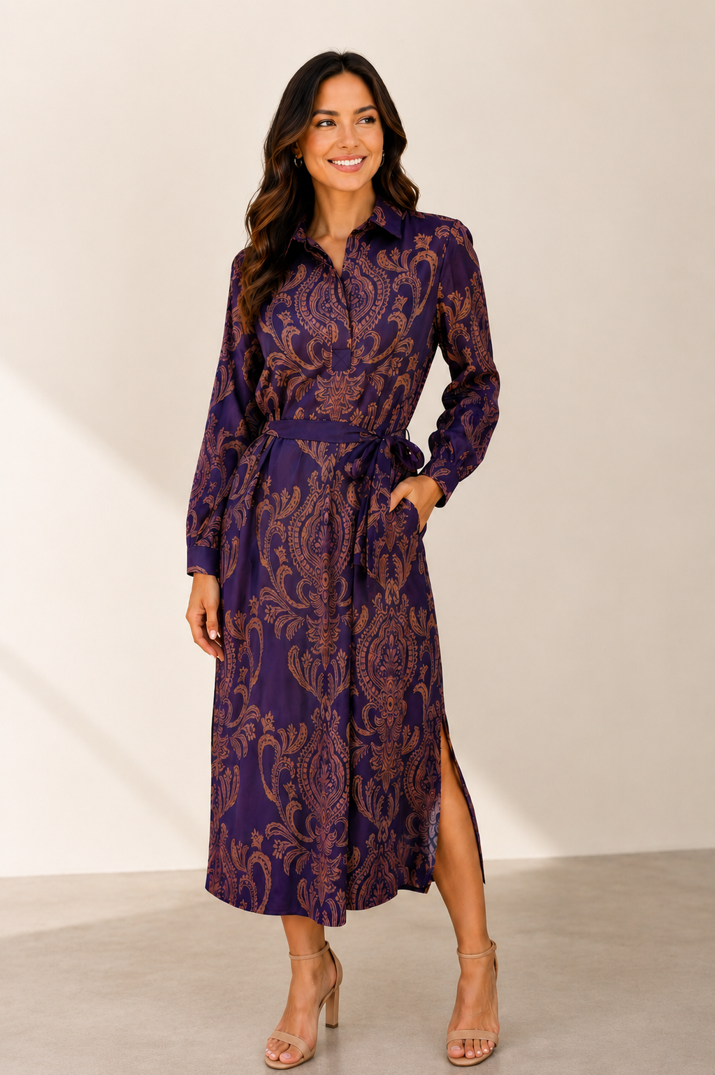 Boho Chic Purple Paisley Pattern Dress