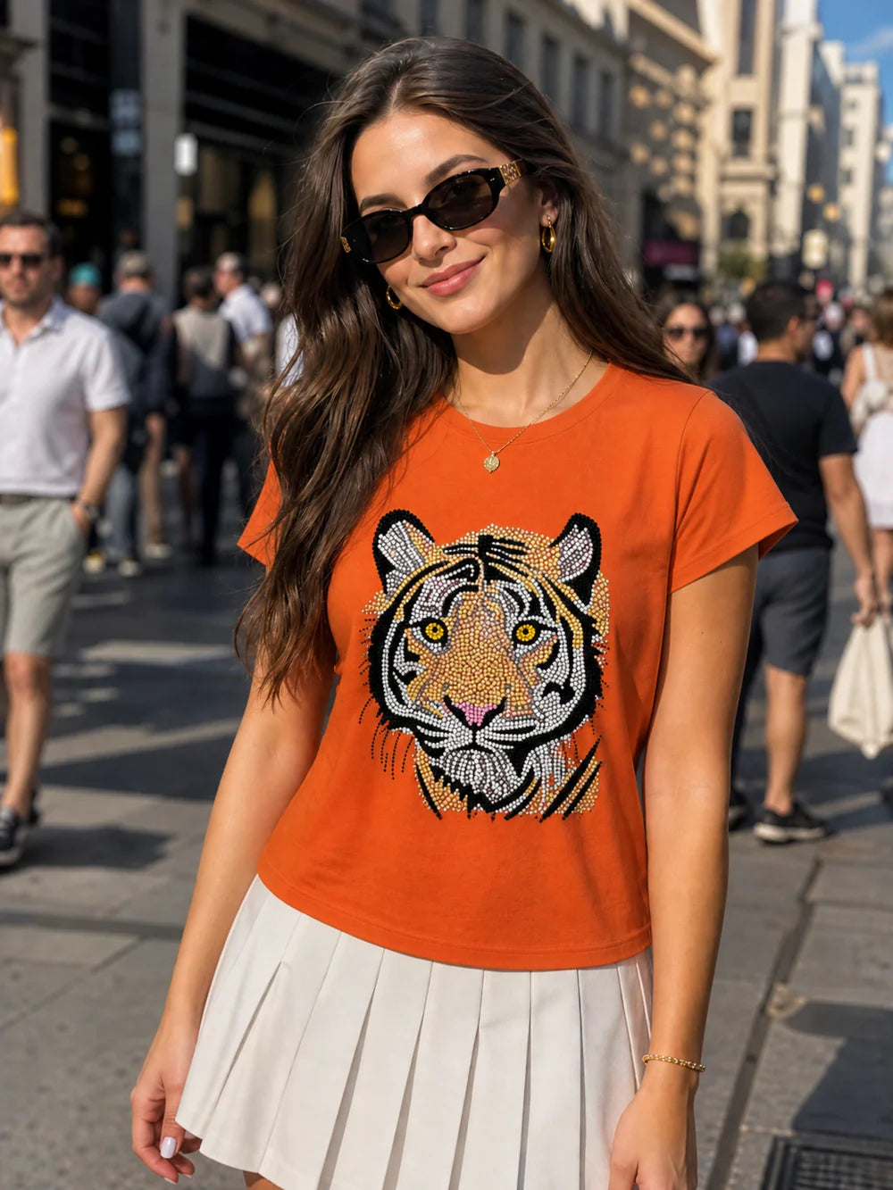 Tiger Face Tee Orange